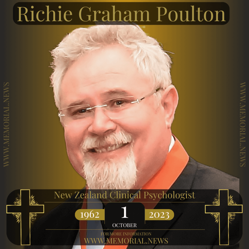 Richie Graham Poulton, renowned New Zealand clinical psychologist, remembered for his significant contributions to mental health and his battle with salivary gland cancer.